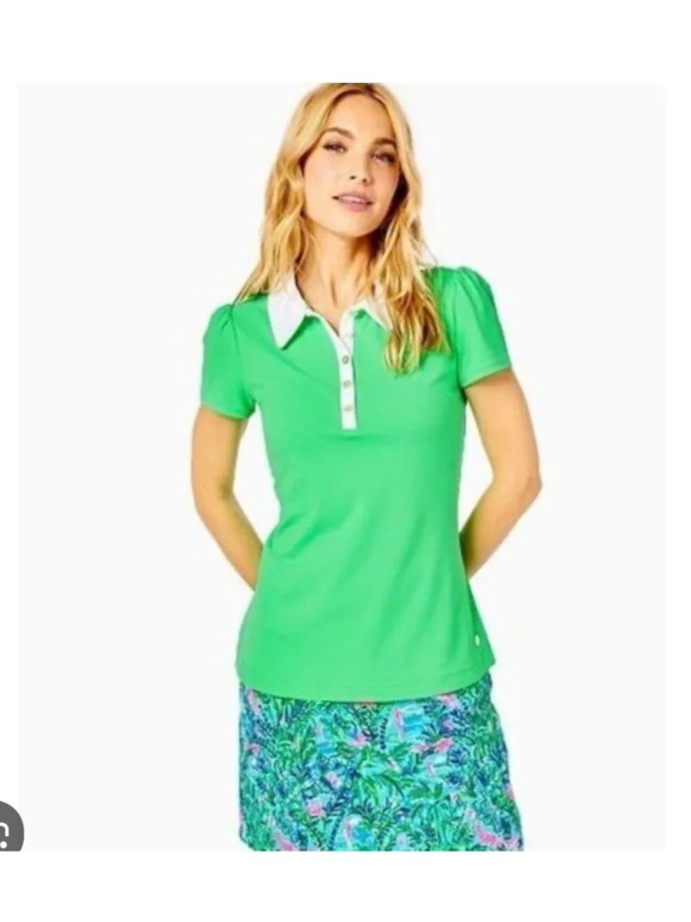 NWT Lilly Pulitzer Frida Puff Sleeve polo